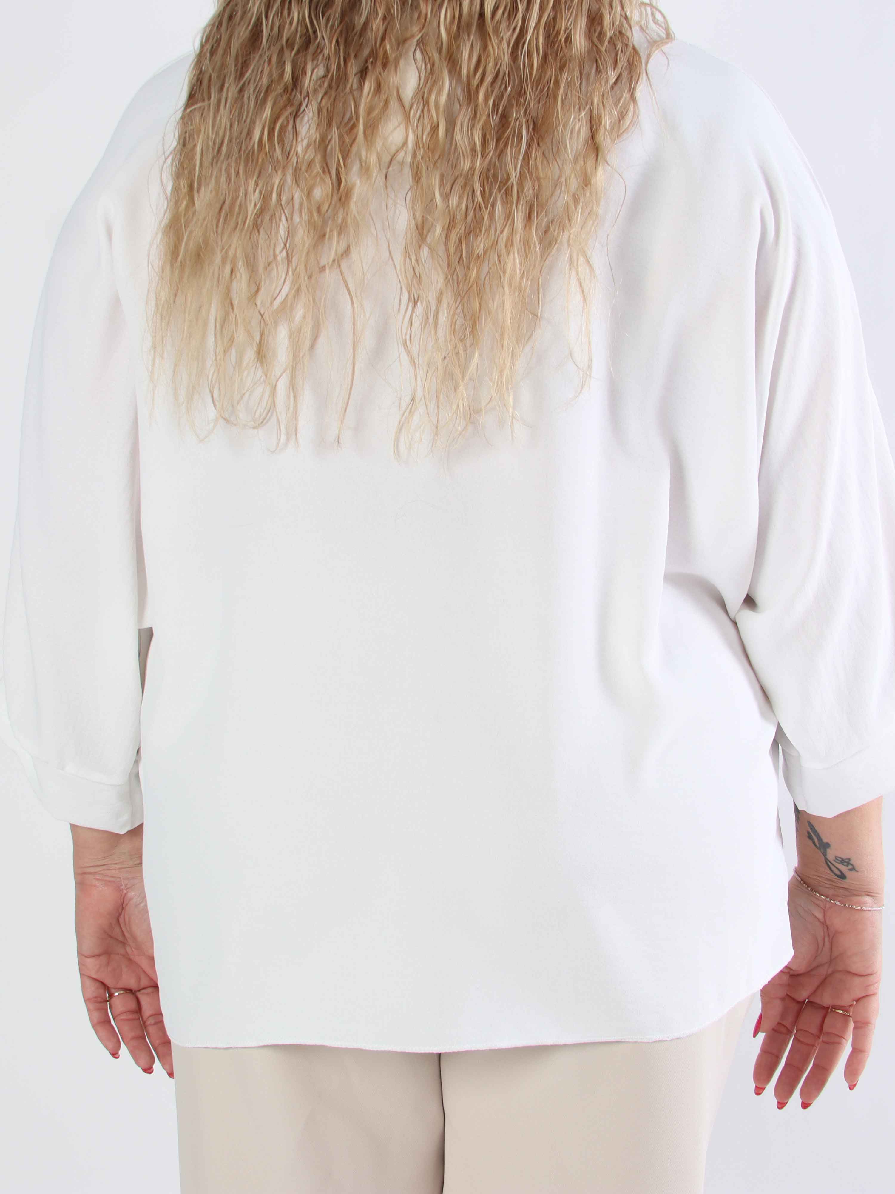 Leonora - Plus size tunika med flagermusærmer og blonde